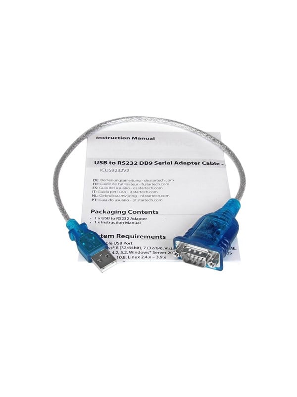 StarTech.com 1 Port USB to RS232 DB9 Serial Adapter Cable - M/M