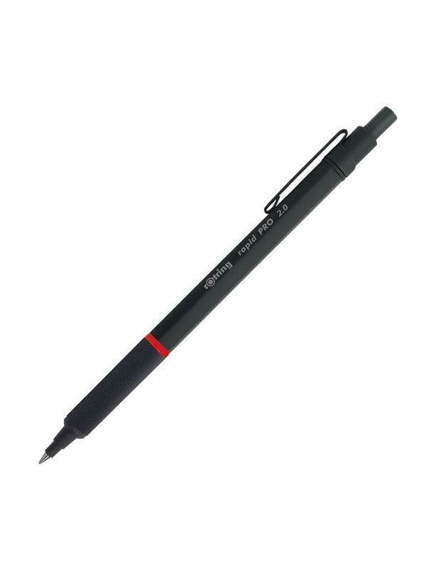 Rotring rOtring Rapid Pro mekanisk blyant | HB 2,0 mm blyant til fremdrift af bly | Reduceret blybrud | Mat sort fuldmetal tønde