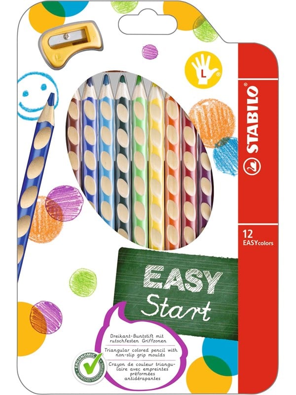 STABILO Farveblyanter EASYCOLOR L 12-STK ASS. til venstrehånds brug