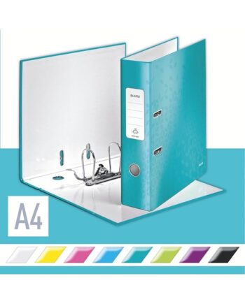 Leitz Brevordner  180° WOW lamineret pap A4/80 mm Isblå