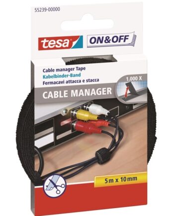 tesa On & Off Cable Manager 10mm x 500cm Black
