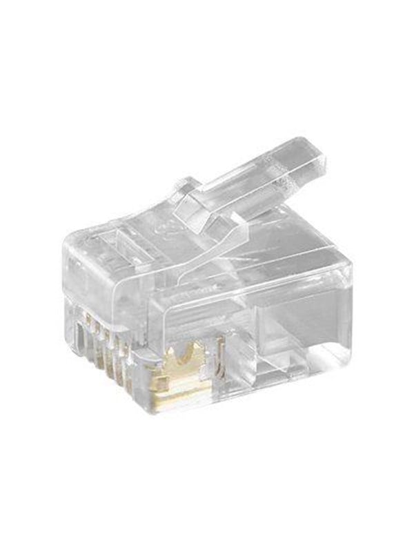 Pro RJ12 Modular Plug for Flat Cables 6-Pin (10pcs) - Transparent