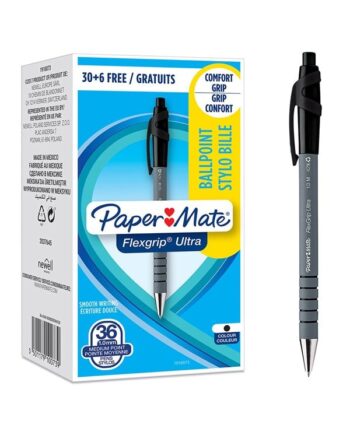 Paper Mate Flexgrip Ultra kuglepen med trykmekanisme | Medium spids (1,0 mm) | Sort | 36 styk