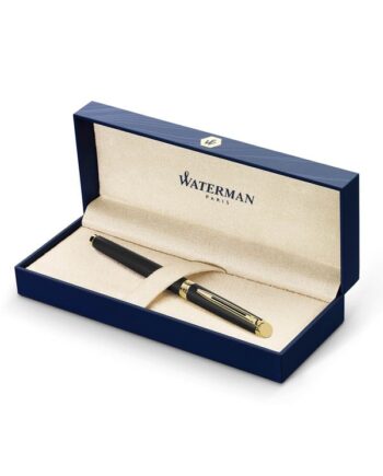 Waterman Hémisphère Rollerball Pen | Mat sort med 23k guldkant | Fint punkt | Sort blæk | Gaveæske