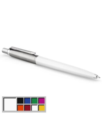 Parker Jotter Originals-kuglepen, klassisk hvid lakering, medium spids, blå blæk, boblepakke