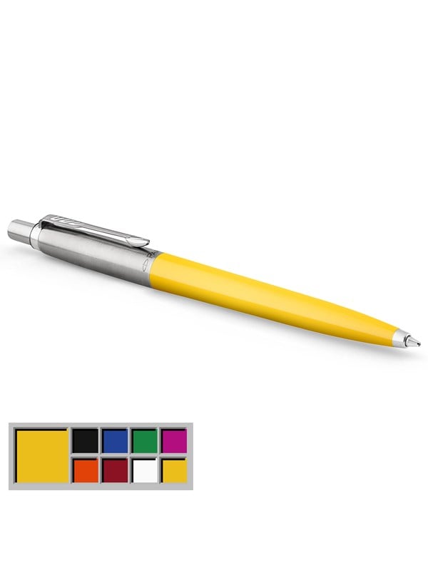 Parker Jotter Originals-kuglepen, gul lakering, medium spids, blå blæk, boblepakke