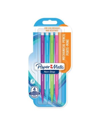 Paper Mate Non-Stop Mechanical Pencil | 0,7 mm | HB #2 | Hylstre i forskellige neonfarver | 4 styk