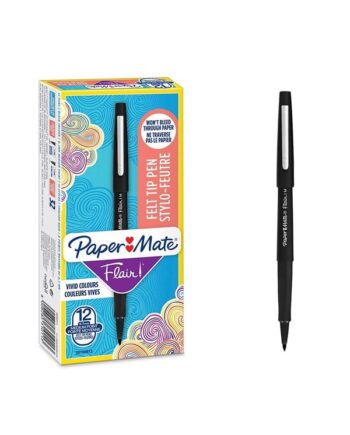 Paper Mate Flair Felt Tip Pens | Medium spids (0,7 mm) | Sort | 12 styk