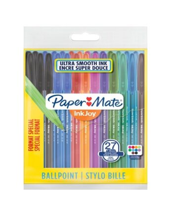 Paper Mate InkJoy 100ST Kuglepenne | Medium Spids (1,0 mm) | Assorterede Sjove Farver | 27 Stk