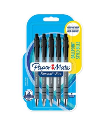 Paper Mate Flexgrip Ultra Retractable Ballpoint Pens | Medium spids (1,0 mm) | Sort | 5 styk