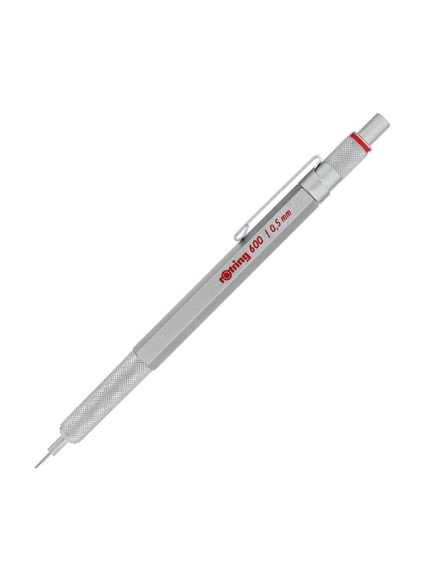 Rotring rOtring 600 mekanisk blyant | 0,5 mm | Sølv All-Metal Body Propelling Blyant | Skridsikkert knurled greb & sekskantet tønde