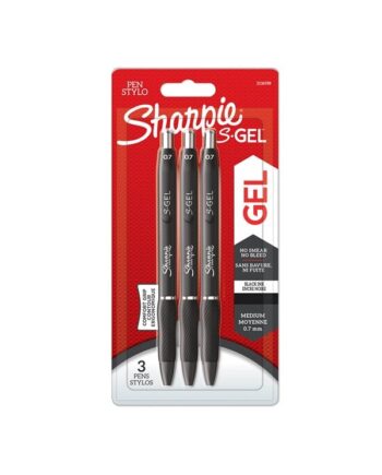 Sharpie S-Gel | Gelpenne | Medium spids (0,7 mm) | Sort blæk | 3 styk