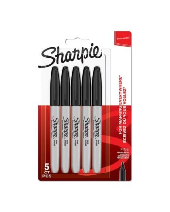 Sharpie Permanent Markers | Fin spids | Sort | 5 styk
