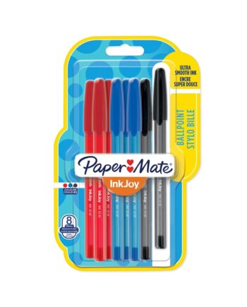 Paper Mate InkJoy 100ST Capped Ballpoint Pens | Medium spids (1,0 mm) | Forskellige farver | 8 styk