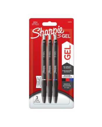 Sharpie S-Gel | Gelpenne | Medium spids (0,7 mm) | Sort, rødt og blåt blæk | 3 styk