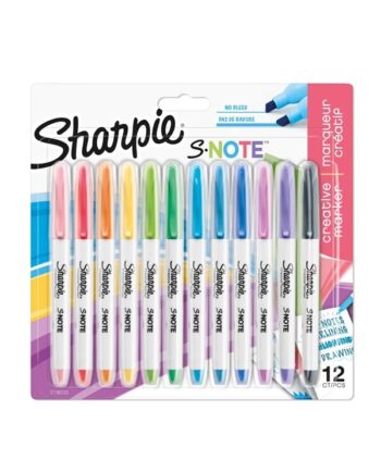 Sharpie S-Note | Alsidig 2-i-1-spids | Kreativ markeringspen | 12 styk