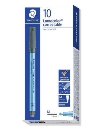 Staedtler LUMOCOLOR CORRECTABLE M 1,0mm SORT, ÆSKE 10 STK