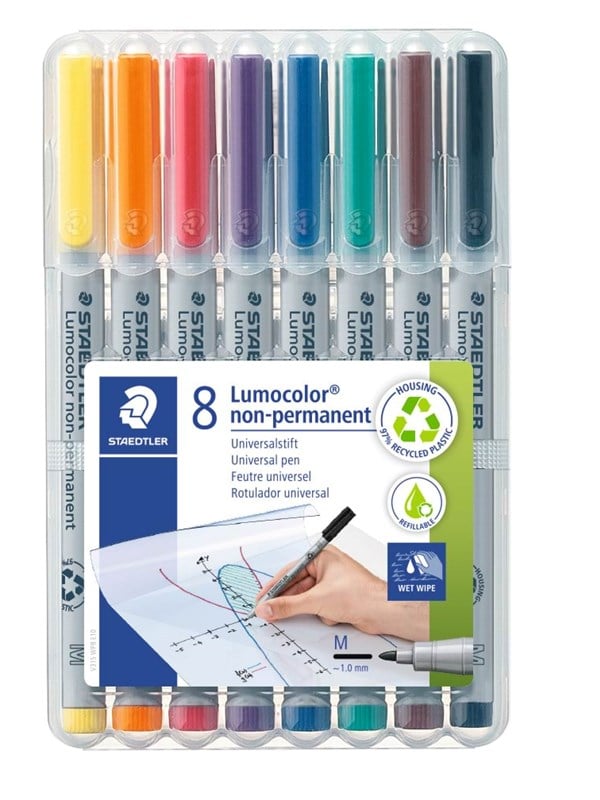 Staedtler Lumocolor Non-P M 1,0mm 8 ass/boks