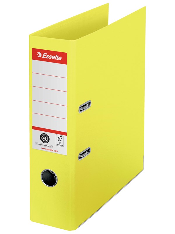 Esselte brevordner No. 1, 100% recirkuleret karton, FSC A4/75 mm, Gul
