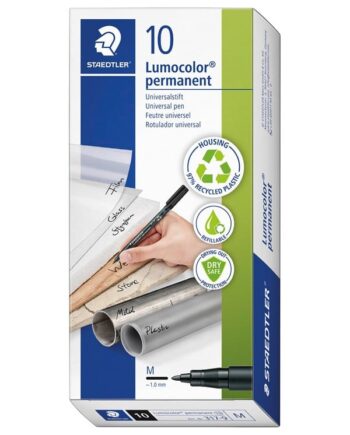 Staedtler LUMOCOLOR PERMANENT M 1,0 mm SORT, ÆSKE 10 STK