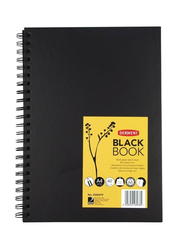 Derwent A4 wirebound black book skitsebog