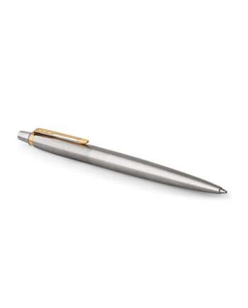 Parker Jotter-gelépen | rustfrit stål med detaljer i guld | medium spids sort blæk (0,7 mm)