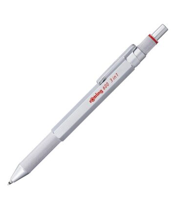 Rotring rOtring 600 3-i-1 Multifarve Pen og Mekanisk Blyant | Sort & Rød Kuglepensspidser | 1 Mekanisk Blyant Spids (0,5 mm) | Sølv skaft