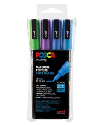 Posca  marker sæt PC-3M, 4 ass. Glitter farver, cool