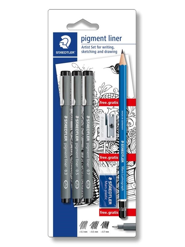 Staedtler STAEDTLER Pigmentliner 3 ass./Bk 100% PEFC