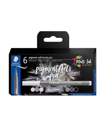 Staedtler Brush Pen Soft/Pigment, Grå 6 stk/ass