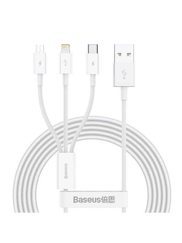Baseus Superior Series USB to micro USB / USB-C / Lightning 3.5A 1.2m (white)