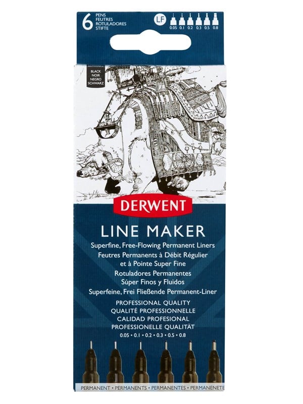 Derwent Line Maker Sort 6 stk.