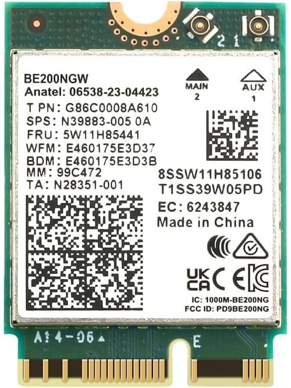 Intel BE200 Wi-Fi 7 2x2 + BT 5.4 / M.2 2230 / Without vPro