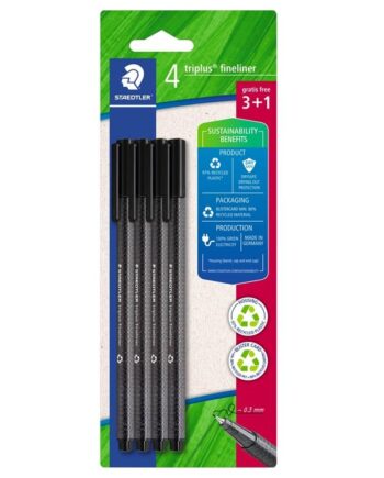Staedtler Fineliner Triplus Sort, 4/Bk