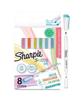 Sharpie S-Note Duo overstregningstuscher | Kreative markører med to ender af pastel | Bullet og bred spids til highlighte, tegning, journalføring og mere | 8 Stk