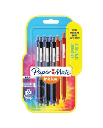 Paper Mate InkJoy 300RT kuglepenne med udtrækkelige | Mellemstort punkt (1,0 mm) | Sort, blå og rød | 8 Stk