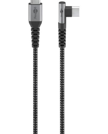 Pro USB-C <-> USB-C - 90° - Sleeved - 2m - Grå