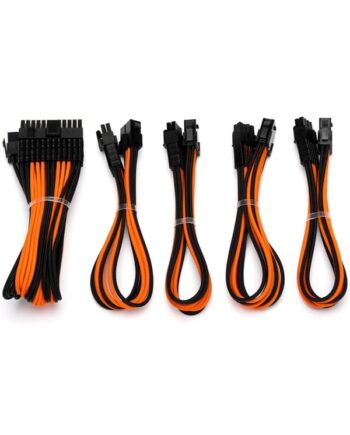 DUTZO Sleeved strøm forlængerkabel kit (v2) - Sort / Orange