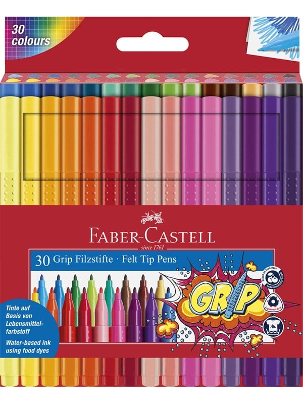 Faber-Castell - Fibre-tip markers Grip Color set 30 pcs (155335)