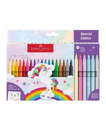 Faber-Castell - Felt-tip pen unicorn 18+6 + stickers (554221)