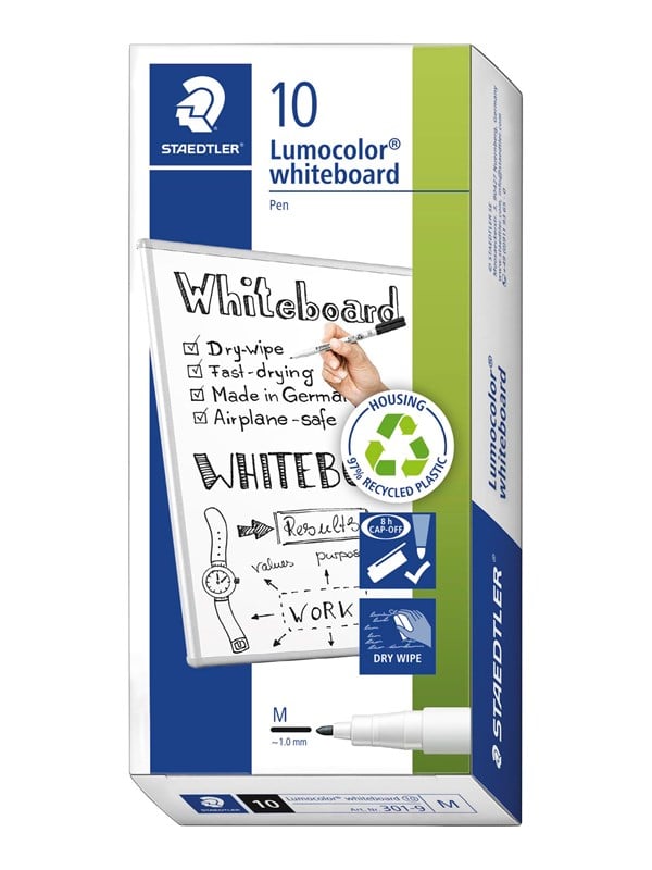 Staedtler LUMOCOLOR WB-marker 1,0mm rød, ÆSKE 10 STK