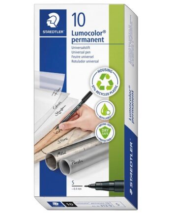 Staedtler LUMOCOLOR PERMANENT S 0.4 mm SORT, ÆSKE 10 STK