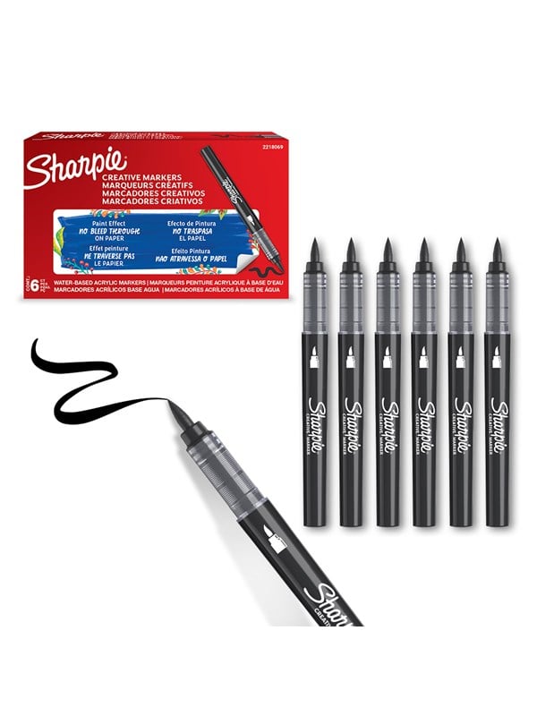 Sharpie Creative Akryl Paint Marker | Penselspids | Sort | 6 stk