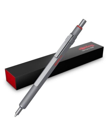 Rotring rOtring 600 Gel Pen | 0,55 mm | Sort Blæk | Sølv Metal Krop | Skridsikkert Rillet Greb & Sekskantet skaft | Genopfyldelig
