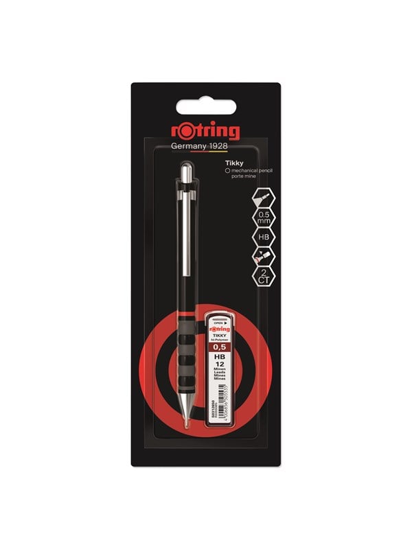 Rotring rOtring Tikky Mekanisk Blyant Sæt | 0,5 mm | Blyrefiller | Sort Skaft