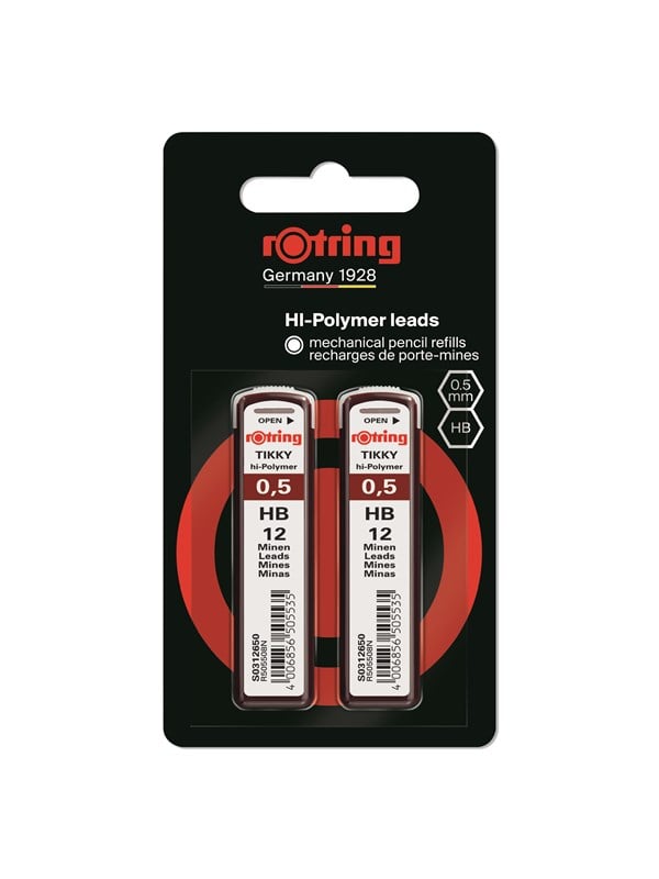 Rotring rOtring Tikky Mekanisk Blyant Refiller | HB Bly, 0,5 mm | Hi-Polymer Bly