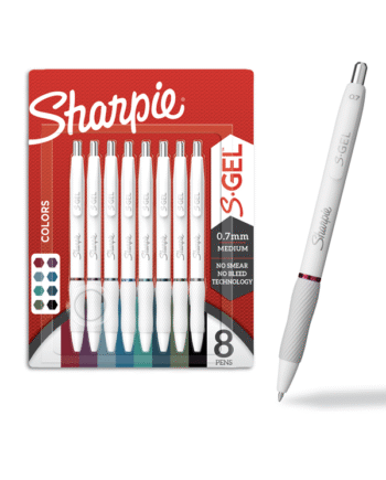 Sharpie S-Gel | Medium spids (0.7mm) | Assorterede Blækfarver | Hvidt perleskaft | 8 stk