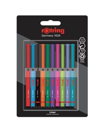 Rotring rOtring Liner Fineliner Penne | 0,4 mm | Farvepenne til Skrivning & Tegning | Assorterede Farver | 10 Stk