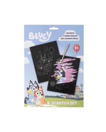 Euromic BLUEY Scratch set w/wooden pencil paper envelope