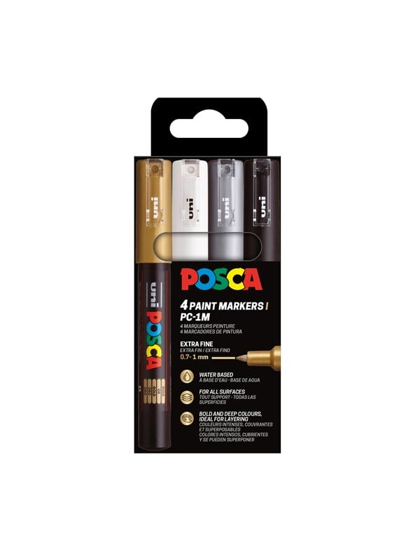 Posca marker sæt PC-1M 4 farver g-s-s-h